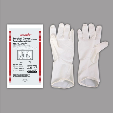 Guantes quirúrgicos de látex esterilizados desechables médicos CE/ISO con polvo (MT58064101)
