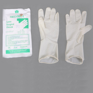 Guantes quirúrgicos de látex esterilizados dedo arqueado con polvo (MT58064141)